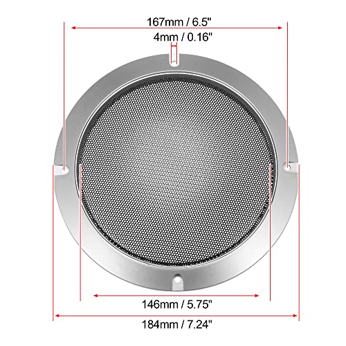 X AUTOHAUX 2pcs 6.5" Car Speaker Grille Cover Trims Round Grille Silver Tone, Silver Tone, Black, 6.5 Inch - Image 4