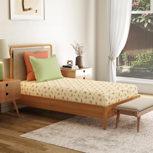 Image of Mytrident Bedsheet for Single Bed Cotton | 60 inch x 90 inch | Little Bloom Yellow | 120 TC Single Bedsheet with Pillow Cover| Soft and Breathable | Everyday Collection