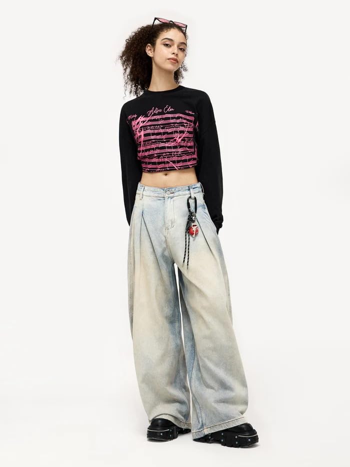 Aelfric Eden Wrinkle Washed Loose Jeans Wide Leg Baggy Jean High Waist Denim Pants4