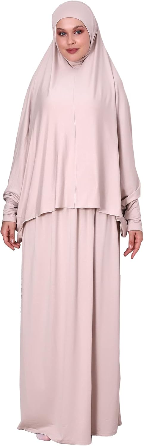 ihvan online Muslim Dresses for Women, Two-Piece Long Sleeve Islamic Prayer Dress, Hijab