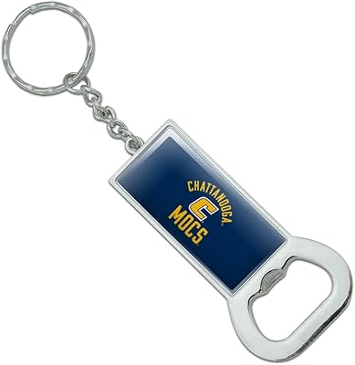 GRAPHICS & MORE University of Tennessee at Chattanooga Mocs Keychain Rectangle Chrome Plated Metal Bottle Cap Opener