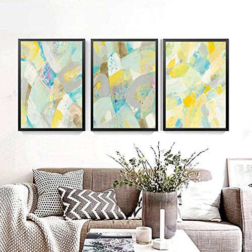 Peinture sur toile de salon haut de gamme, triptyque abstrait multicolore 50x70