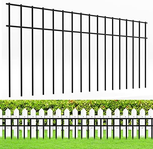Elecoman 10 Pack 24x15in No Dig Fence,Animal Barrier Fence with 1.5In Spike Spacing,Underground Decorative Garden Fencing for Dogs,Metal Steel Fence Ground Stakes Defence for Outdoor Yard Patio