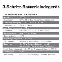 Dino KRAFTPAKET 3A-6V/12V intelligentes und automatisches Batterieladegerät / Für Blei-Säure, GEL-Batterie / KFZ-Ladegerät für Auto, Motorrad, Kleintransporter, PKW, Oldtimer, Youngtimer – Ansicht 4