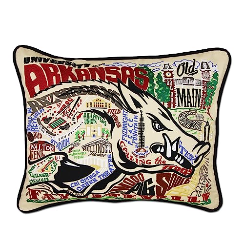 Catstudio Arkansas Razorbacks Hand Embroidered Throw Pillow