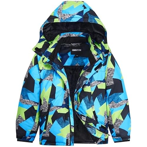 Boys Waterproof Ski Jacket Warm Winter Fleece Snow Coat Kids Outdoor Hooded Snowboard Jacket