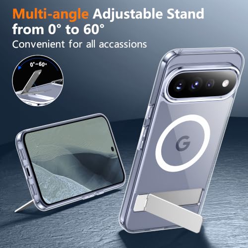 Image of SPIDERCASE for Google Pixel 11 Pro Case, Built-in Stand, Clear | [3 Stand Ways] [Military Grade Drop Protection] Invisible Stand Shockproof Slim Case for Google Pixel 11 Pro