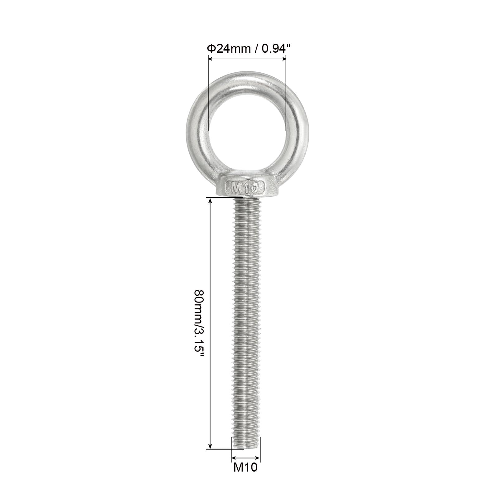 PATIKIL M10 x 80mm Lifting Shoulder Eye Bolt - Image 2