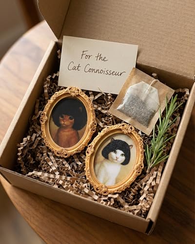 Imán decorativo para refrigerador con diseño de gato retro miniatura 5