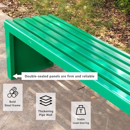 Galvanized Steel Outdoor Bench - Ergonomic Right Angle Design Garden Seat, Weather-Resistant Patio Furniture for Lawn & Backyard, Yellow 150cm/59in Park Bench