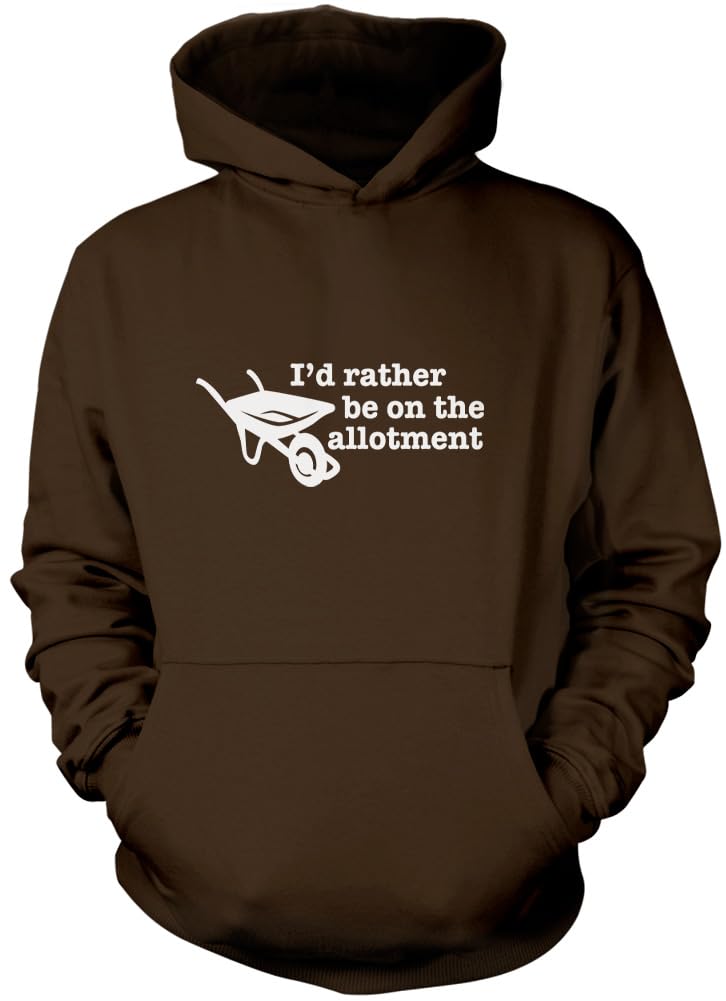 Hotscamp Boys Brown I'd Rather Be On The Allotment Unisex Hoodie - X-Large