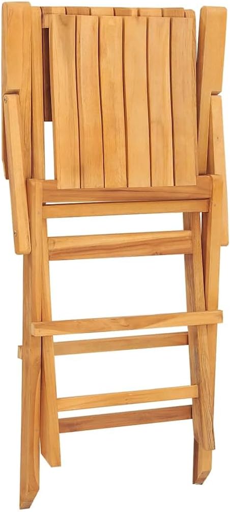 vidaXL Folding Patio Chairs 4pcs Set – 21.7"x24.4"x35.4" - Teak Wood Outdoor Seating – Foldable, Space-Saving Design - Smooth, Refined Finish – Comfortable Backrest and Armrests – Scandinavian Style