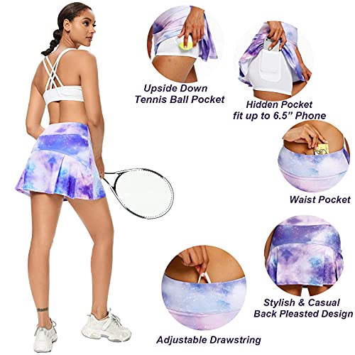 Image of Ibeauti Womens Back Pleated Athletic Tennis Skorts Golf Skirts with 3 Pockets Mesh Shorts for Running Active Workout