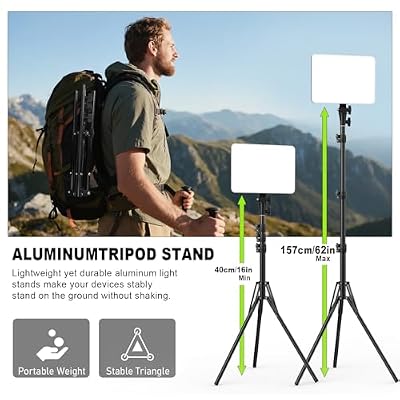 30W Upgraded Photography Lighting Kit, Anautin 2-Pack LED Video Lighting for Video Recording, 3700Lux Studio Lights with Tripod Stand for Photography, Streaming, Gaming, Podcast, Filming, Vlogging