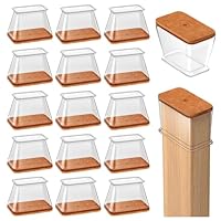 16 Stück Stuhlbeinkappen Rechteckig, Stuhlgleiter, Silikon Schutzkappen für Stuhlbeine mit Filz, Stuhlbeinschoner, filzgleiter für stühle(Fit Länge 28-38mm, Breite 19-25mm)