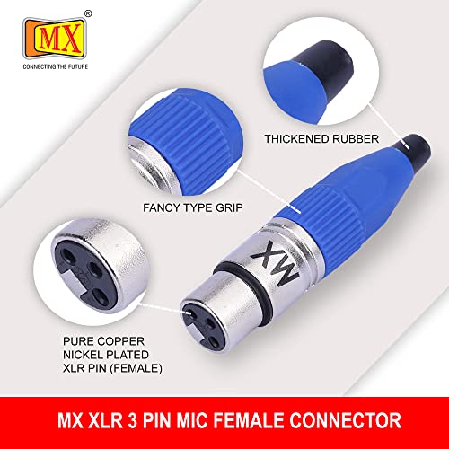 Image of MX 3 Pin XLR Microphone pin Pure Copper Nickel Plated Pins1 for High Conductivity microphone (3-pin microphone Female connector, Pack of 4, Female Connector)