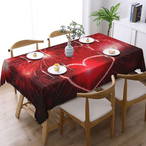 Nappe rectangulaire rouge lavable 137x183 nappe décorative de fête - 3