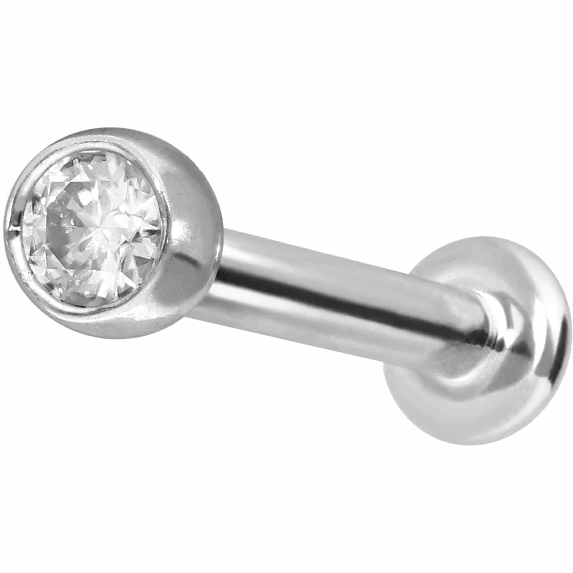 PIERCINGLINE Piercing Stecker 14 Gold Labret mit Innengewinde MOISSANIT 585er Gold - Roségoldfarben, Goldfarben, Silberfarben