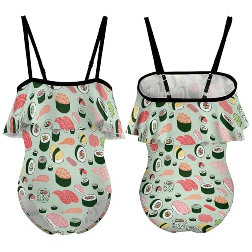 Sushi Pattern Printed Girls' One Piece Swimsuit Cute Beach Swimwear Quick Dry Bathing Suit3