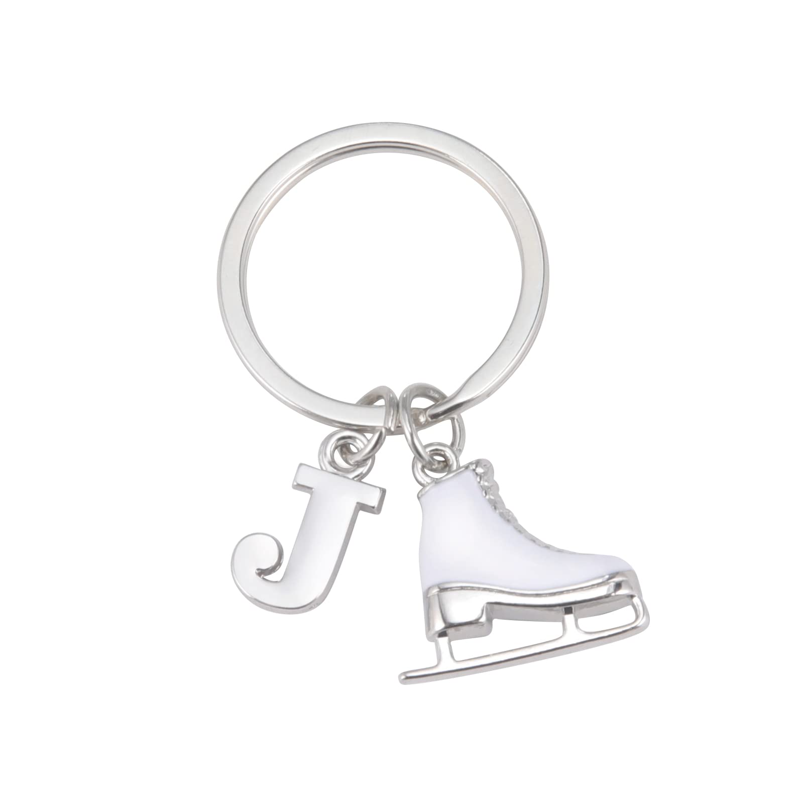 LIKGREAT Ice Skate Keychain Figure Skating Keychains Initial Ice Skating Charm Keyring Handbag Decoration, J, Medium