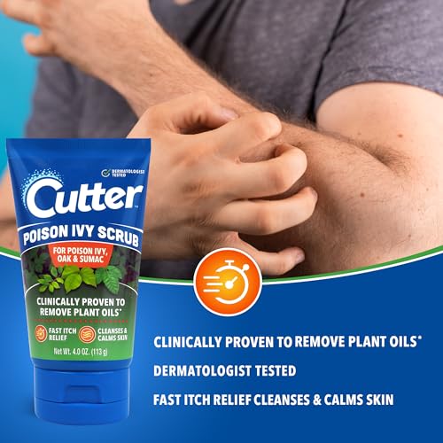 Image of Cutter Poison Ivy Scrub and Wipes Bundle (4.0 oz + 12ct) - Fast Relief & Protection Against Poison Ivy, Oak, & Sumac - Soothing Anti-Itch Formula - Outdoor Skin Care - Perfect for Hikers and Gardeners