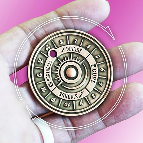 Spin to Stop Tarot Coin for Divination Readings, Spiritual Decision Tool, Fortune Telling Spinner, Meditation Guidance Token, Witchcraft Ritual Accessory (Antique Copper)