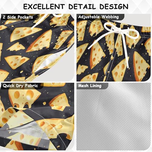 Boys Swim Trunk Quick Dry Cheese Wedges on Dark Board Shorts Swimwear 6-12T3