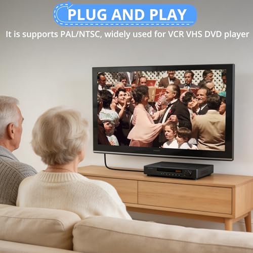 Image of CAMWAY 1080P RCA to HDMI Converter Male Cable 5ft - Lossless Transmission,16:9 /4:3 Switch,Pro AV to HDMI Adapter for VCRs /VHS /DVD Player,Mini Composite CVBS Audio Video Adapter,PAL,NTSC Support