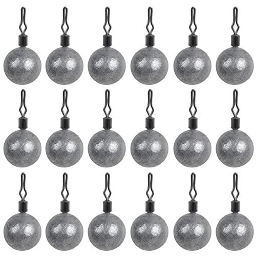 Ball Weights Drop Sinkers Fishing, 20Pcs Round Fishing Weights Sinkers Casting Drop Shot Weight Swivels For Bass Fishing Saltwater Freshwater (3/8Oz) #TOP18