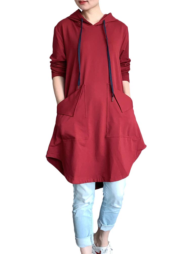 MordenmissWomen's Sweatshirt Tunic Dresses Long Sleeve Casual Oversized Long Hoodie Pullovers