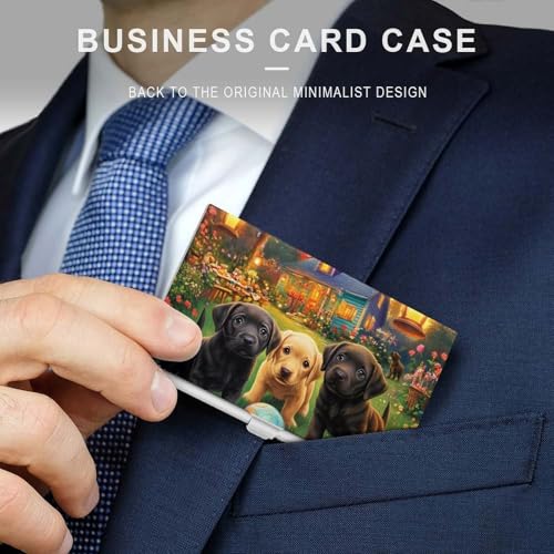 Puppies Dog Play TIme Business Card Case Pocket Card Holder Slim Card Wallet for Men Women3