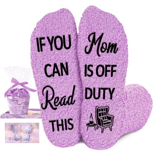Juesly Gifts for Mom - Purple Coral Fleece Socks Ideal Mothers Day Birthday Gifts for Women Funny Gifts for Mom from Daughter Son