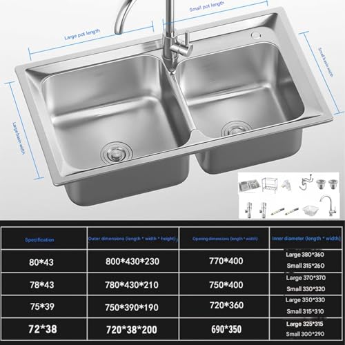 Fregadero de acero inoxidable con doble tazón resistente para zona exterior 3
