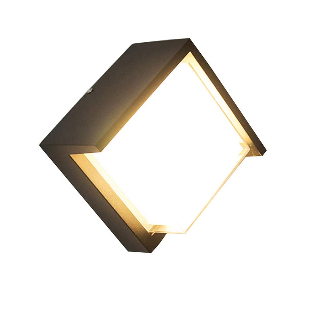 Lumière murale de jardin étanche carrée noire LED 12W pour extérieur et escalier