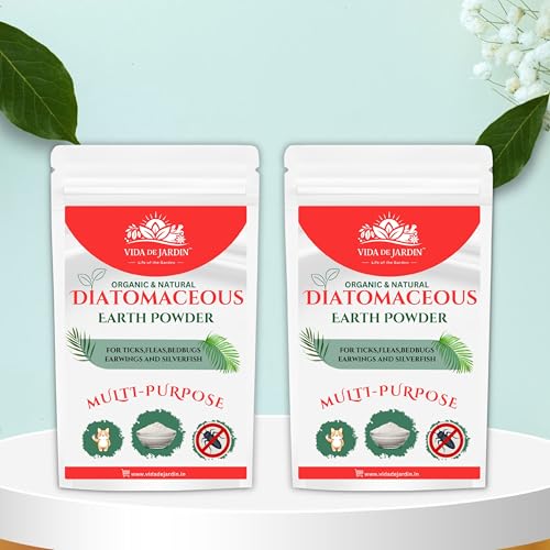 Image of Organic Diatomaceous Earth Powder, Multi-Purpose Pest Control for Ticks, Fleas, Bedbugs, Earwigs and Silverfish (1800 g, pack of 2)