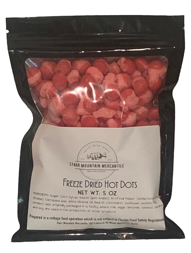Freeze Dried SUPER CRUNCHY Red Hots Candy. 5 ounces (142g