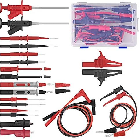 Test Leads, Multimeter Electronic Test Leads Kit Professional Digital Multimeter Accessories Kit with Test Extension, Alligator Clips, Test Probes and Plunger Mini-Hooks (22-Pieces) Cover