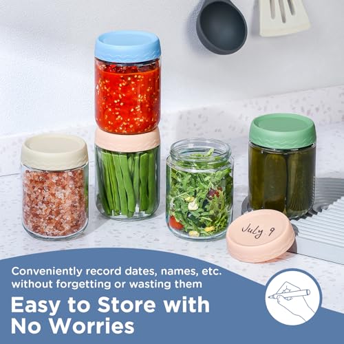 Image of DRKIO 16 Oz Glass Overnight Oats Containers with Lids Chia Pudding Jars | 4 Pack Mason Jars, Wide-Mouth, Leak-proof, Stackable, Ideal for Store and Meal Prep Yogurt, Cereals, Snack, Spice, Sugar