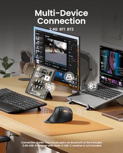 Image of ProtoArc EM11 NL Wireless Ergonomic Mouse, Rechargeable, Black Gold