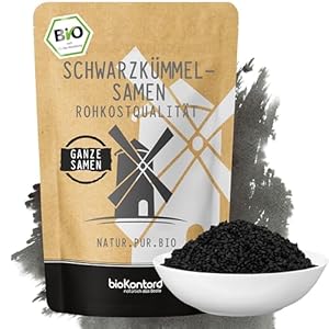 bioKontor – Bio Schwarzkümmelsamen ganz 1000 g – echter Schwarzkümmel ägyptisch Nigella Sativa – Schwarzkümmel Samen naturbelassen – vielseitig für Küche, Gewürz & Rezepte – Rohkostqualität