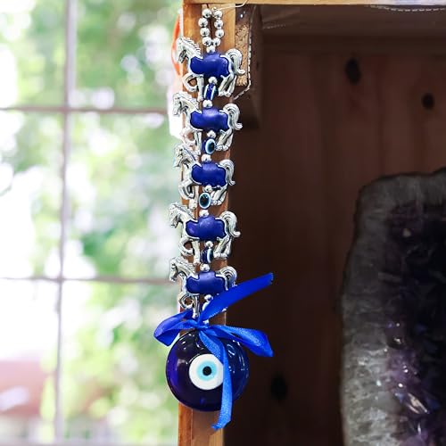 Image of 5 Horse Evil Eye Wall Hanging Decoration for Positive Energy & Protection | Aesthetic Home Decor | Nazar Battu for Home Entrance & Car Dashboard Decor | Ideal for Spiritual Gifting & Wall Decor