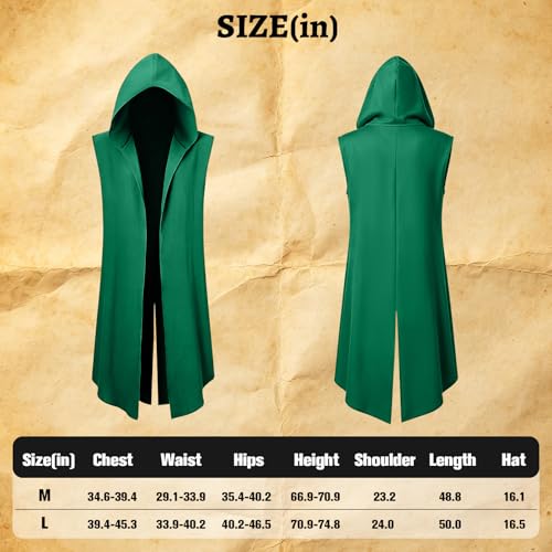 Abrigo renacentista con capucha medieval sin mangas para hombre 4