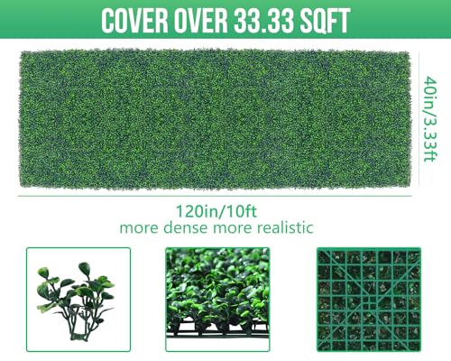 Grooy Artificial Boxwood Roll Panels,40"x 120"(33.33 sq.ft) UV-Anti Faux Ivy Leaves Privacy Fence Screen Grass Wall Roll Panels for Indoor Home Decor and Outdoor Garden Backyard by Grooy - Image 2