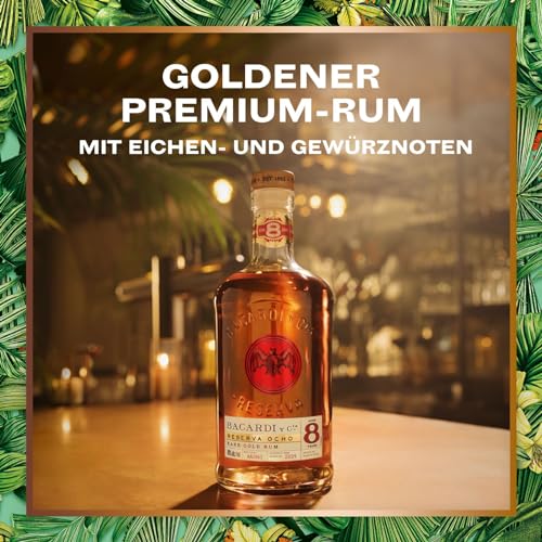 BACARDÍ Reserva 8 Jahre alter Premium Caribbean Rum, 40% Vol., 70 cl/700 ml, im Eichenfass gereifter Karibik-Rum, 8 Jahre unter karibischer Sonne gelagert, ideal als Geschenk