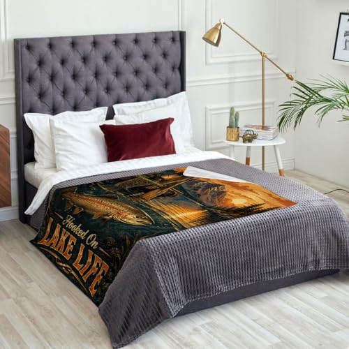 Couverture pelucheuse orange automne jeté de lit rustique pour canapé