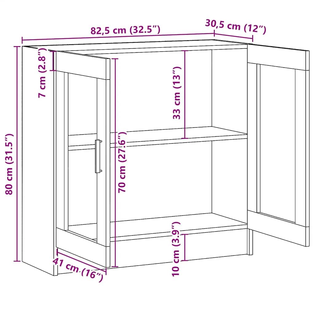 Armadio Vetrina Sonoma Grigio 82,5x30,5x80 cm Legno Ingenierie | 2 scomparti, superficie facile da pulire, fissaggio a parete incluso, manuale di montaggio fornito