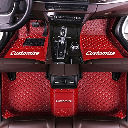 FOPXRO Customize Making Red Car Floor Mats Full Coverage All Weather Protection Leather Auto Floor Front and Rear Liner Carpet Set Accessories
