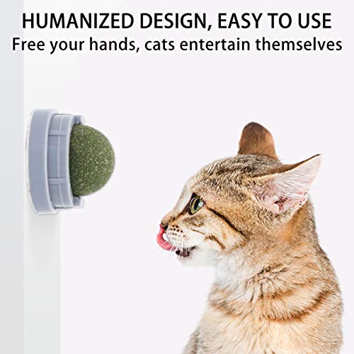 Balacoo Bola de Erva de Gato 2 peças Rotativa para Montagem de Parede Catnip Ball Brinquedos Interat