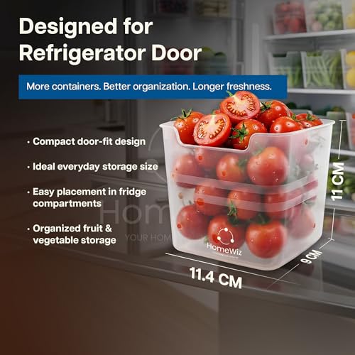Image of HomeWiz Fridge Storage Containers 850ml x8 | Storage Container Set | Fridge Organiser Storage Boxes | Food Grade BPA-Free Plastic Containers |Stackable, Transparent, for Fruits, Vegetables & Leftovers