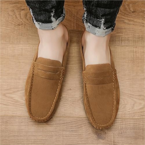 Loafers for Men Round Toe Suede Vamp Half Loafers Shoes Anti-Slip Flexible Comfortable Fashion Slip On2